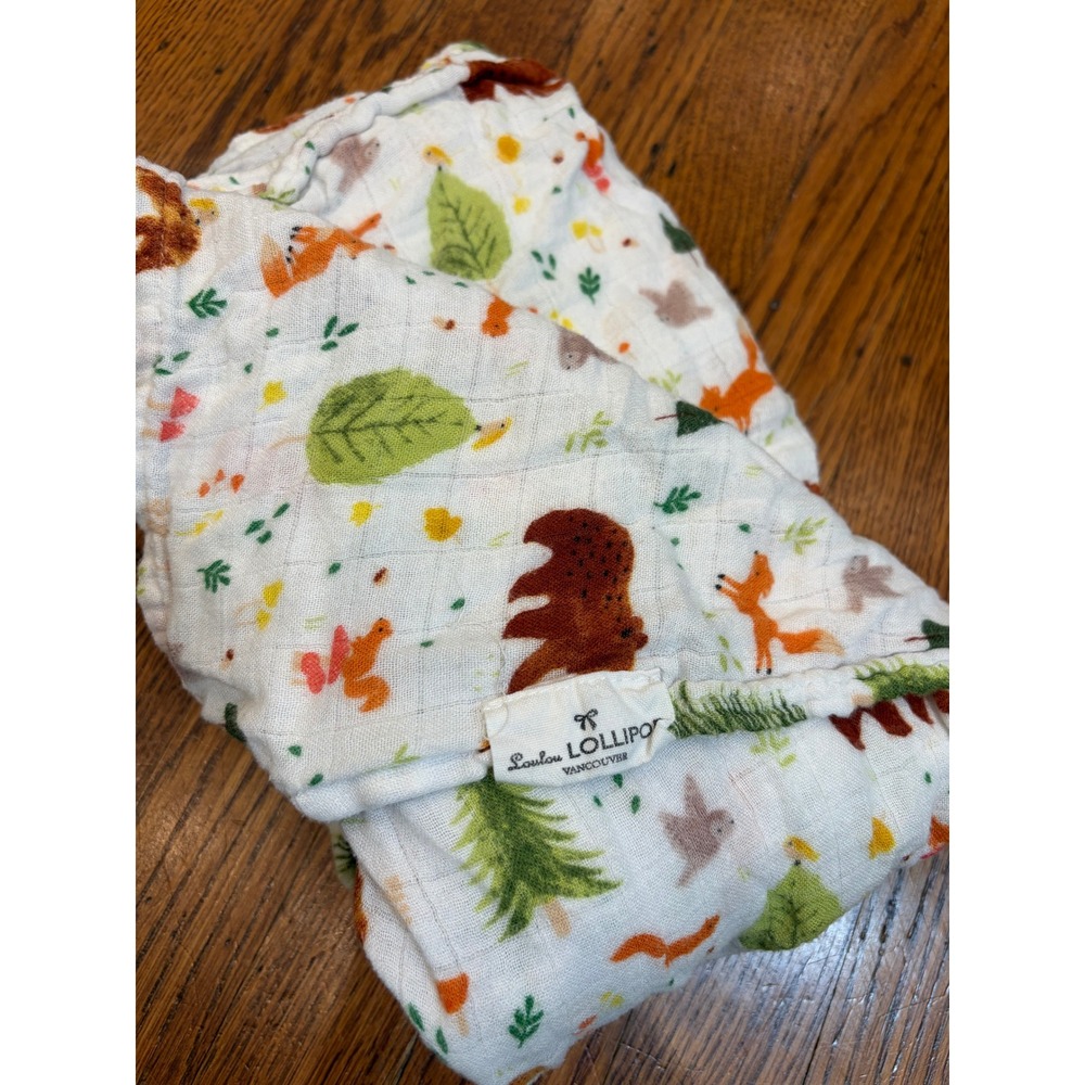 Loulou Lollipop Woodland Forest Bamboo Cotton Muslin Swaddle Bear Fox